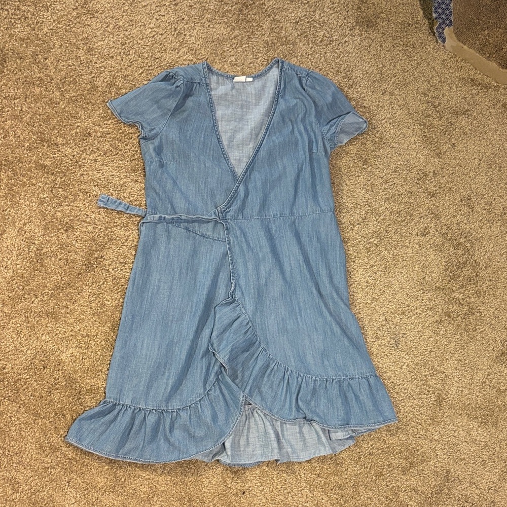 Blue Ruffle Wrap Gap  Dress